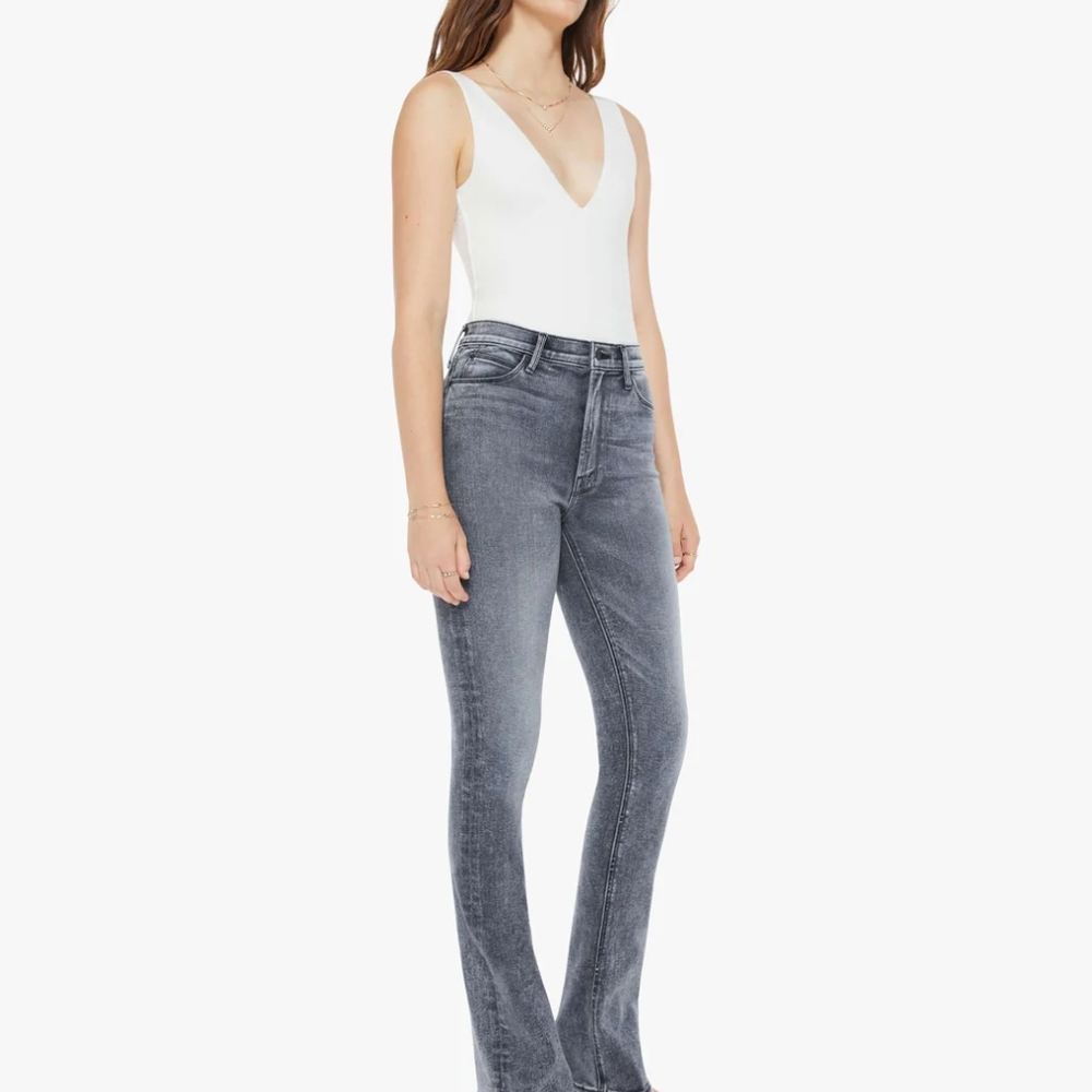 MOTHER High Waisted Runaway Train Stops Fray